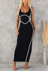 Vestido largo ajustado con ribete de línea Turn de In The Heads
